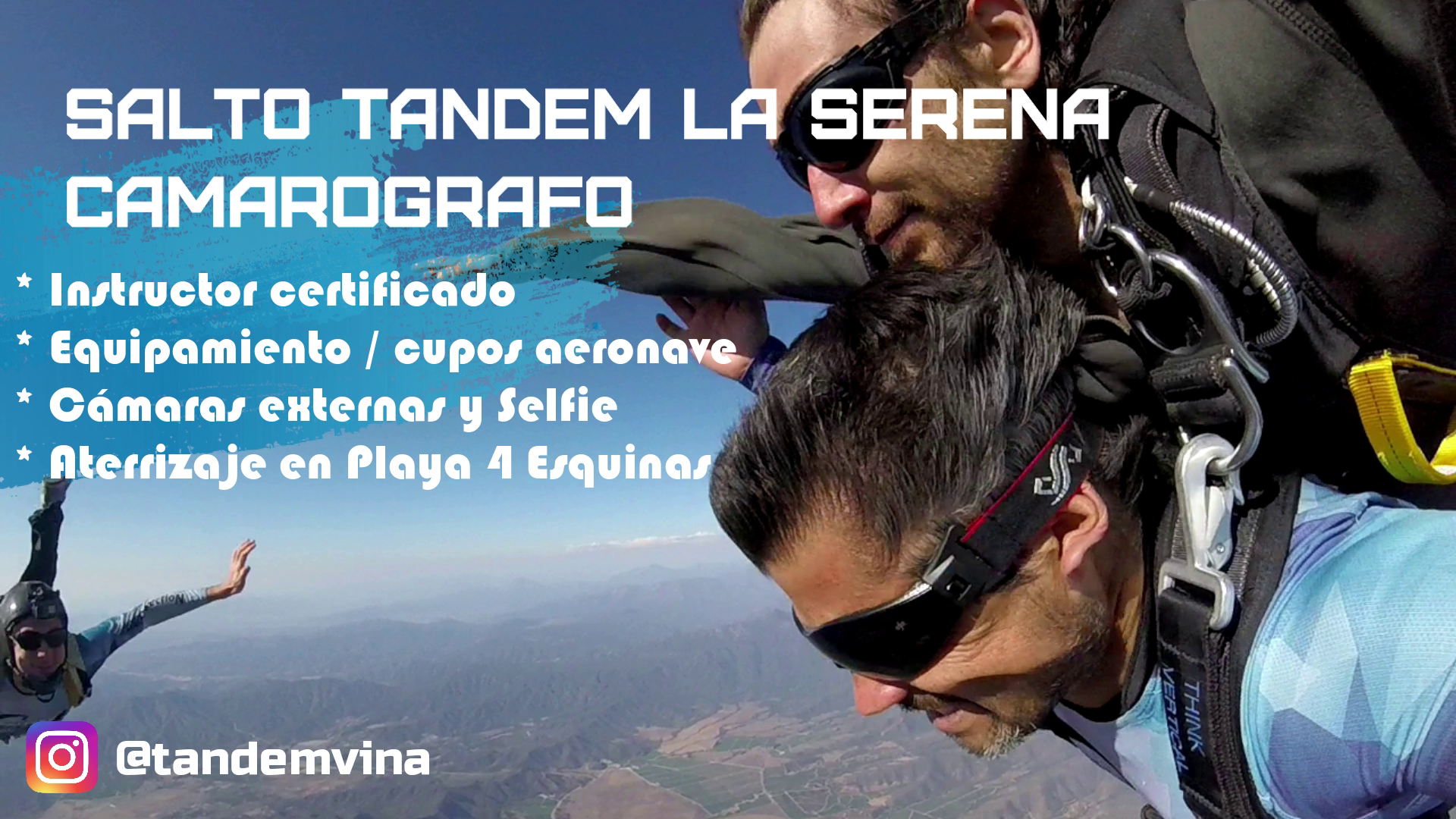 Salta de un avion en paracaidas: Salto tandem con video camarografo externo en Aeropuerto La Serena, IV Region, Chile - Skydive Viña